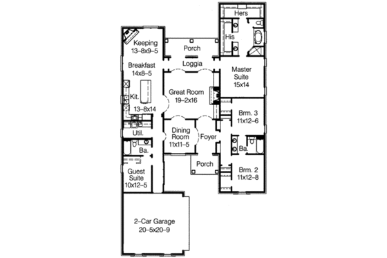 Floor Plan - Main Floor for European House Plan #15-283 - 4 bed, 3 bath