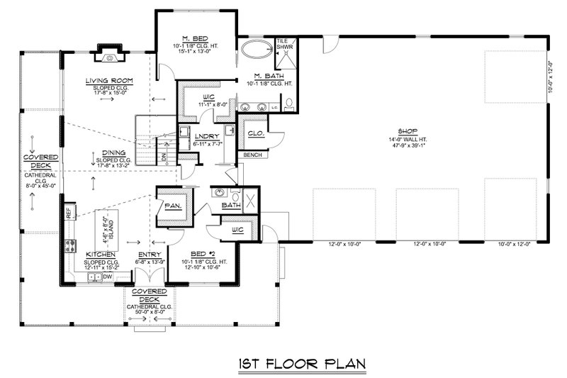 House Blueprint - Floor Plan - Main Floor for Barndominium House Plan #1064-394 - 3 bed, 3 bath