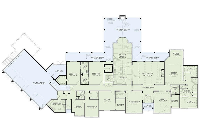 Dream House Plan - Floor Plan - Main Floor for European House Plan #17-2462 - 5 bed, 5.5 bath