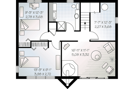 Floor Plan - Lower Floor for Modern House Plan #23-602 - 3 bed, 2 bath