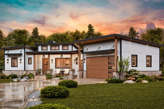 Exterior - Front Elevation 4 for Contemporary House Plan #54-689 - 3 bed, 2 bath
