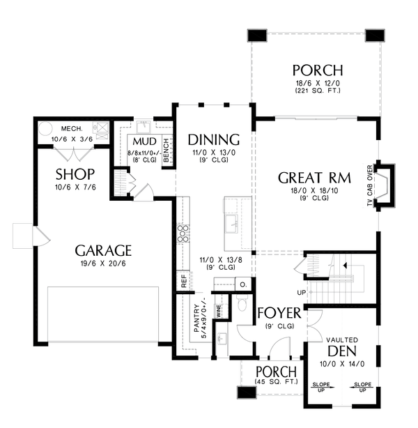Contemporary Floor Plan - Main Floor Plan #48-1146