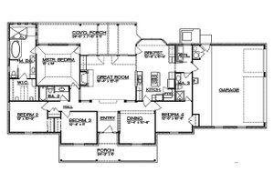 Floor Plan - Main Floor for Ranch House Plan #935-2 - 4 bed, 3 bath