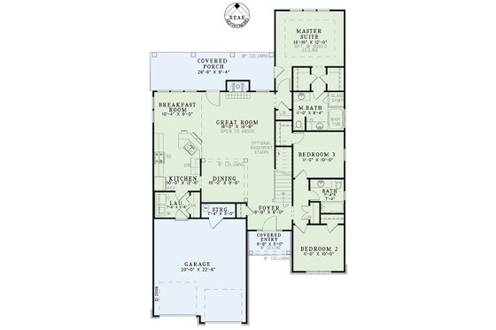 Floor Plan - Main Floor for Traditional House Plan #17-2435 - 3 bed, 3 bath