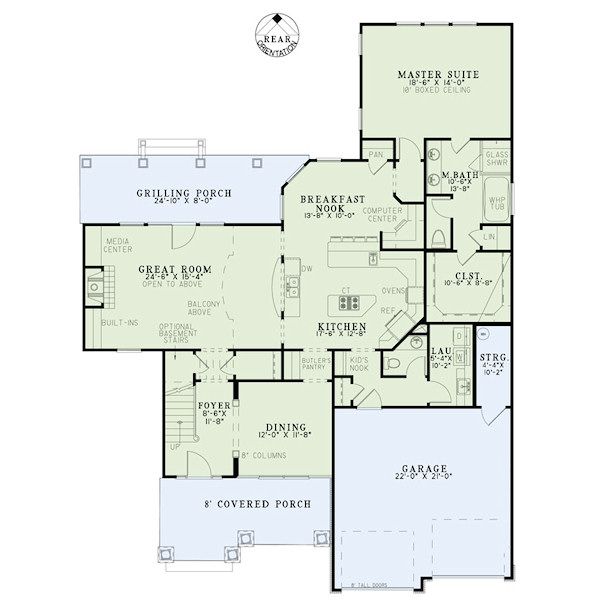 Home Plan - Craftsman Floor Plan - Main Floor Plan #17-2416