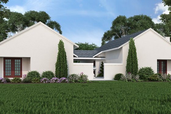 Exterior - Rear Elevation for European House Plan #45-221 - 2 bed, 2 bath