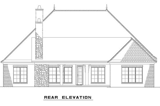 Exterior - Rear Elevation for European House Plan #17-2482 - 4 bed, 3 bath