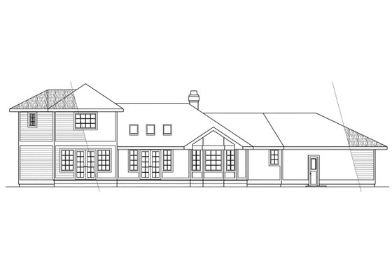 Exterior - Rear Elevation for Ranch House Plan #124-129 - 3 bed, 2.5 bath