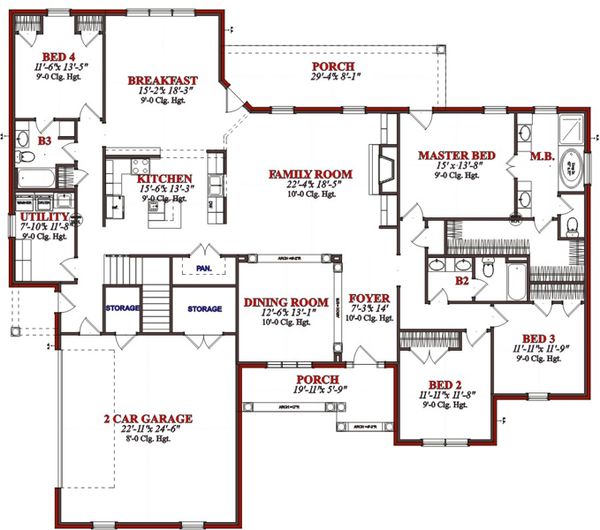 Architectural House Design - Traditional Floor Plan - Main Floor Plan #63-344
