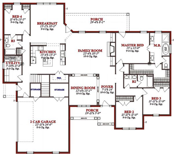 House Blueprint - Traditional Floor Plan - Main Floor Plan #63-344