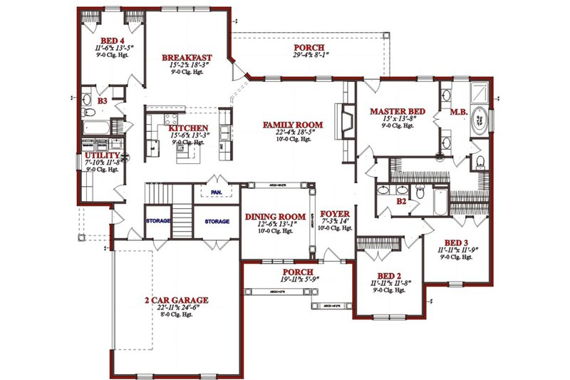 Dream House Plan - Floor Plan - Main Floor for Traditional House Plan #63-344 - 4 bed, 4 bath