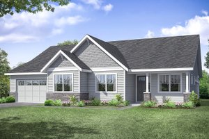 Exterior - Front Elevation 3 for Ranch House Plan #124-1194 - 3 bed, 2 bath