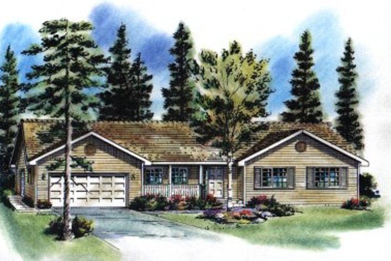House Blueprint - Ranch Exterior - Front Elevation Plan #18-185