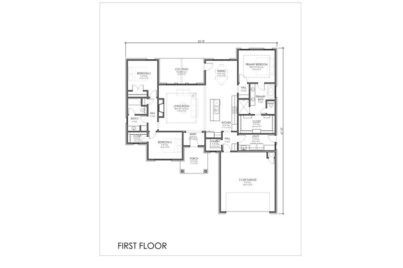 House Blueprint - Floor Plan - Main Floor for Contemporary House Plan #1119-5 - 3 bed, 2 bath