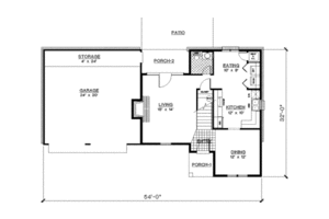 Floor Plan - Main Floor for Traditional House Plan #45-186 - 3 bed, 2.5 bath