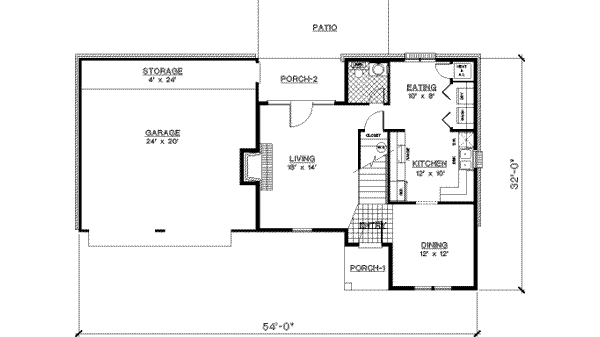 Home Plan - Traditional Floor Plan - Main Floor Plan #45-186