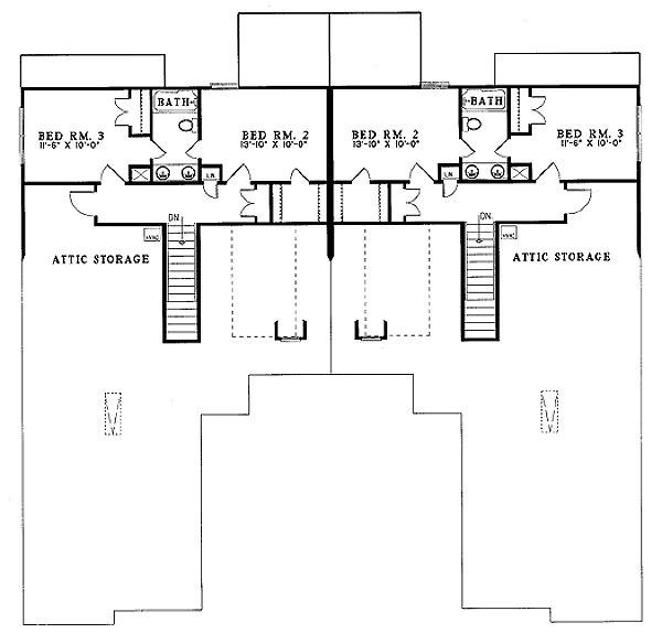 Traditional Floor Plan - Upper Floor Plan #17-2034