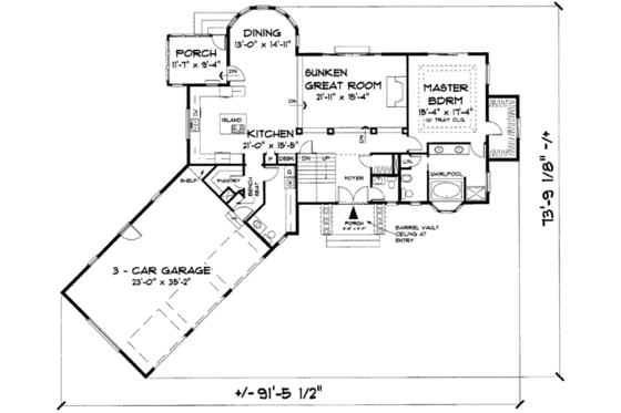 Floor Plan - Main Floor for European House Plan #75-112 - 3 bed, 4.5 bath