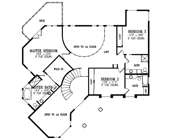 House Plan Design - European Floor Plan - Upper Floor Plan #1-924