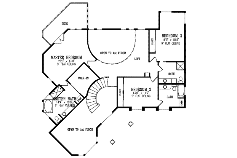 Home Plan - Floor Plan - Upper Floor for European House Plan #1-924 - 4 bed, 5 bath