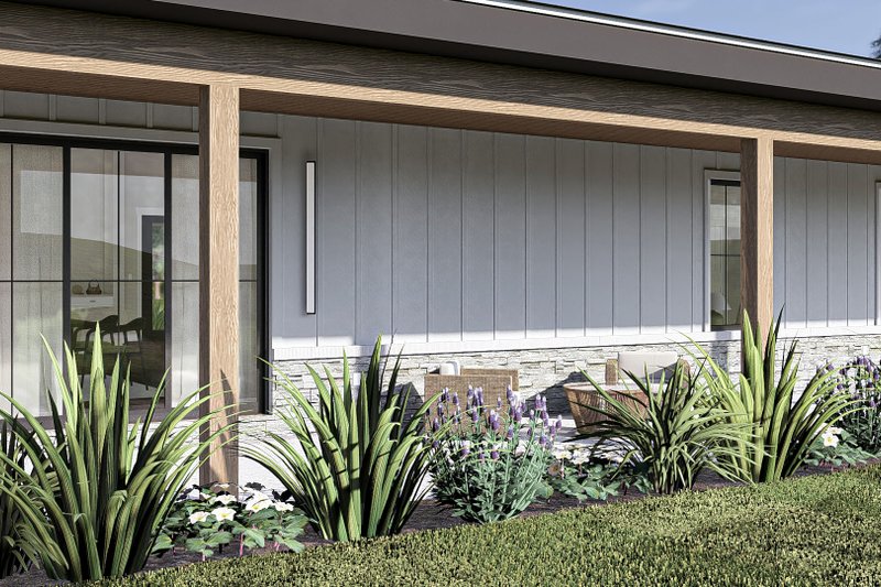 House Blueprint - Exterior - Covered Porch for Modern House Plan #455-495 - 3 bed, 2 bath