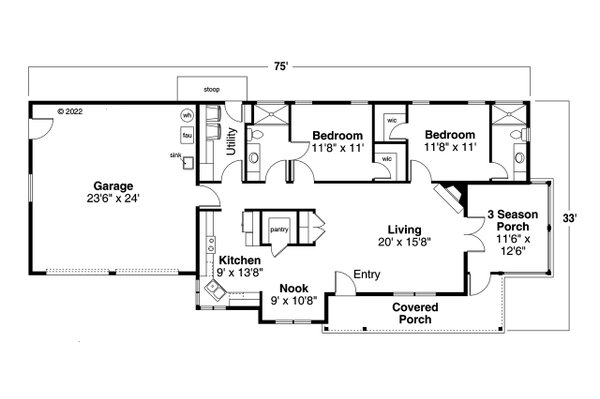 House Plan Design - Ranch Floor Plan - Main Floor Plan #124-1289