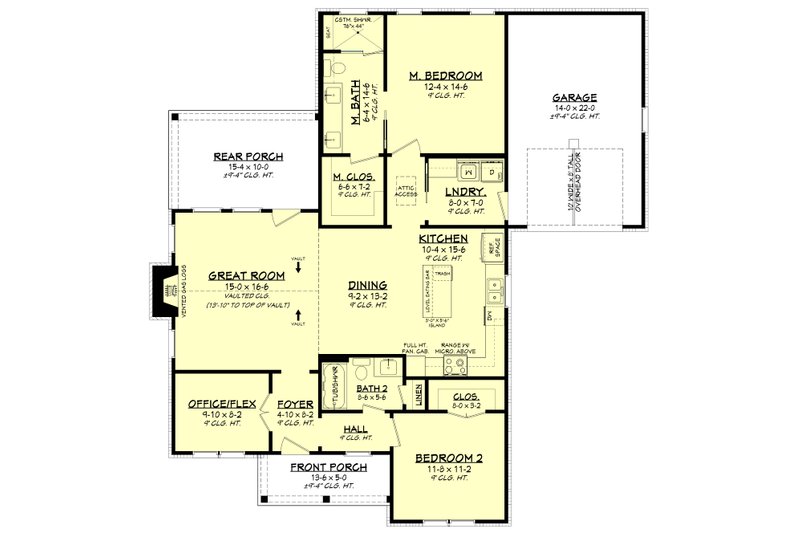 Home Plan - Floor Plan - Main Floor for Country House Plan #430-401 - 2 bed, 2 bath