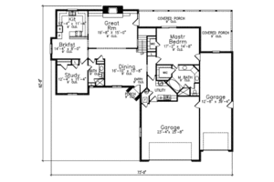 Floor Plan - Main Floor for Southern House Plan #52-207 - 3 bed, 3 bath