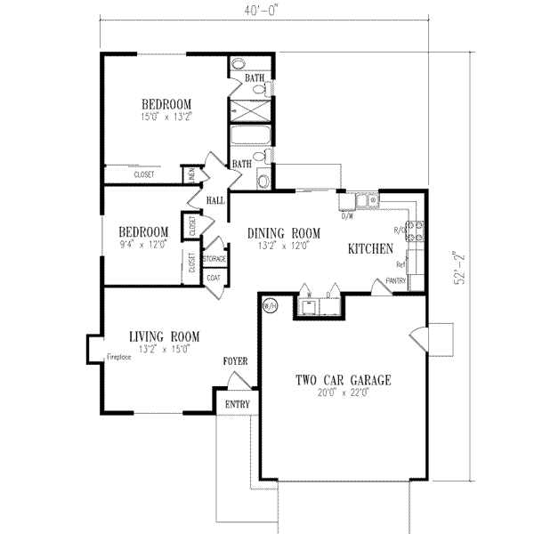 House Design - Ranch Floor Plan - Main Floor Plan #1-187