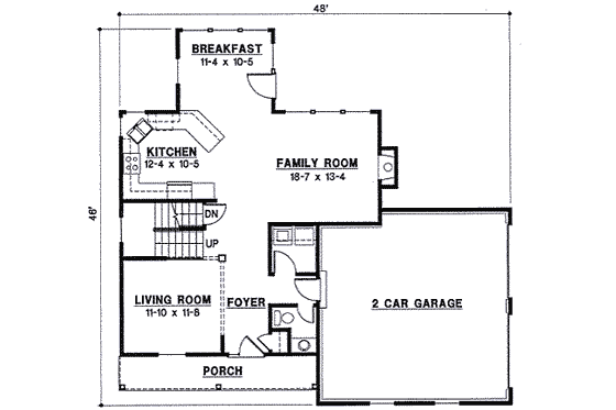 Floor Plan - Main Floor for Traditional House Plan #67-797 - 4 bed, 2 bath
