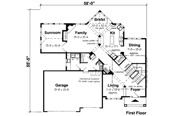 Floor Plan - Main Floor for Traditional House Plan #312-392 - 4 bed, 2.5 bath