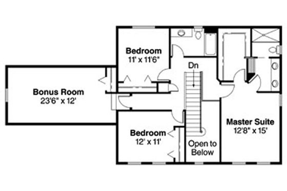 Floor Plan - Upper Floor for Colonial House Plan #124-715 - 3 bed, 2.5 bath