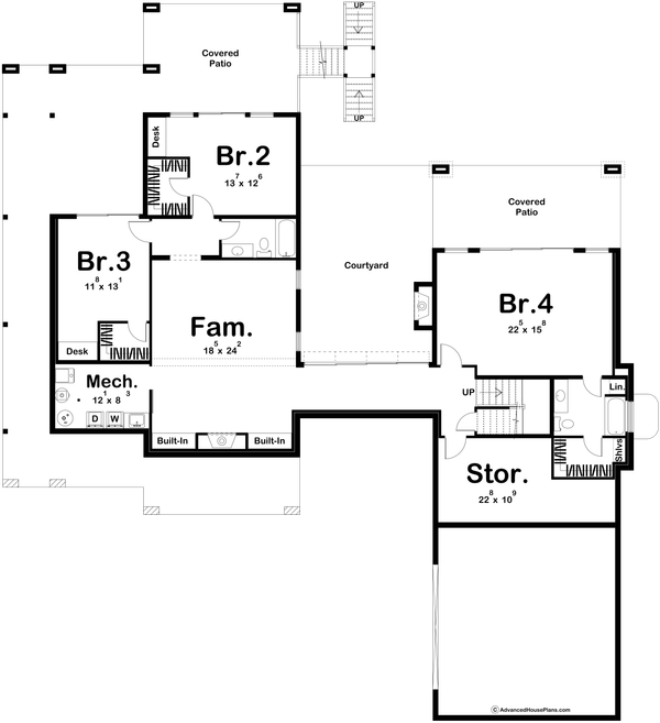 House Design - Modern Floor Plan - Lower Floor Plan #455-292