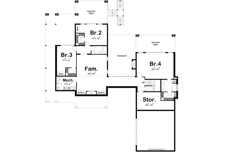 Dream House Plan - Floor Plan - Lower Floor for Modern House Plan #455-292 - 1 bed, 1.5 bath