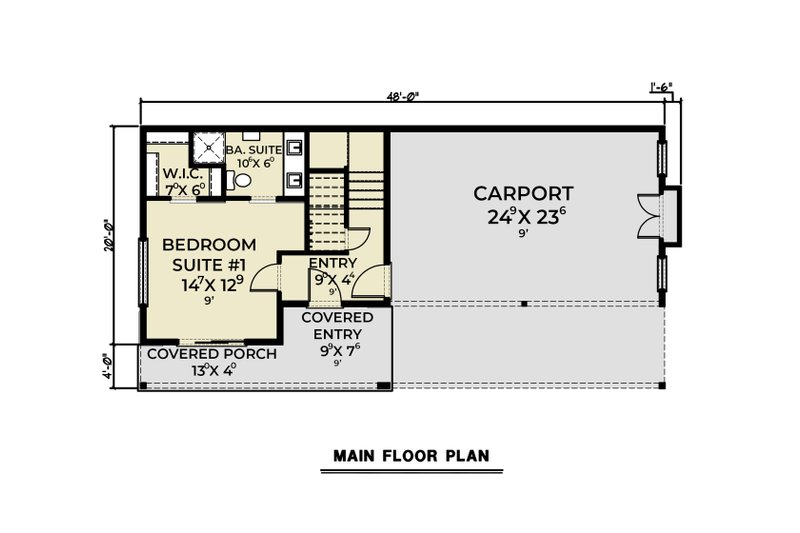 House Blueprint - Floor Plan - Main Floor for Contemporary House Plan #1070-237 - 2 bed, 2.5 bath