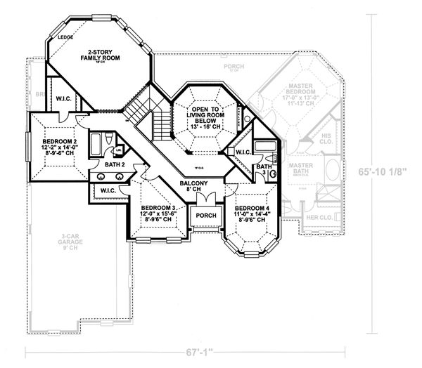 European Floor Plan - Upper Floor Plan #20-2043