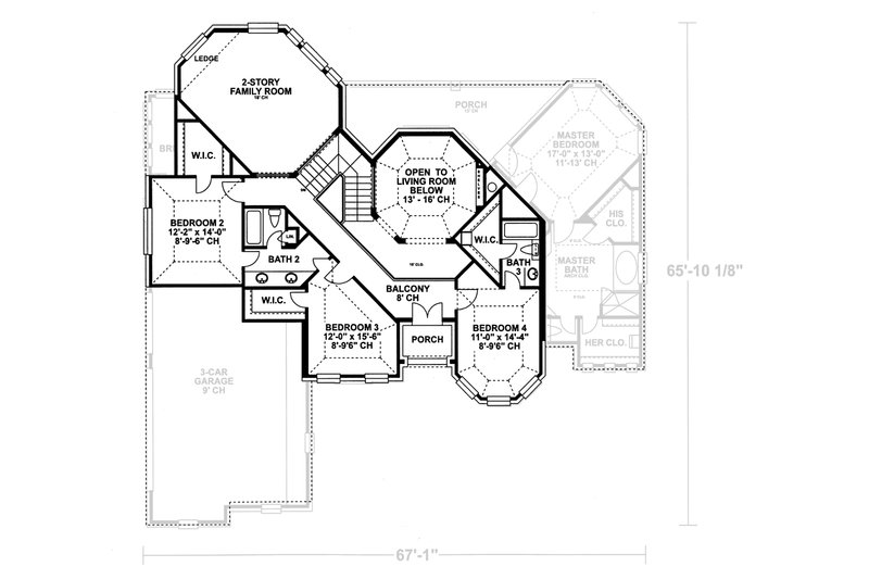Home Plan - Floor Plan - Upper Floor for European House Plan #20-2043 - 4 bed, 3.5 bath