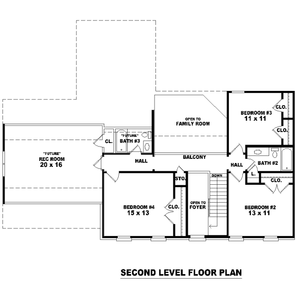 Colonial Floor Plan - Upper Floor Plan #81-13694