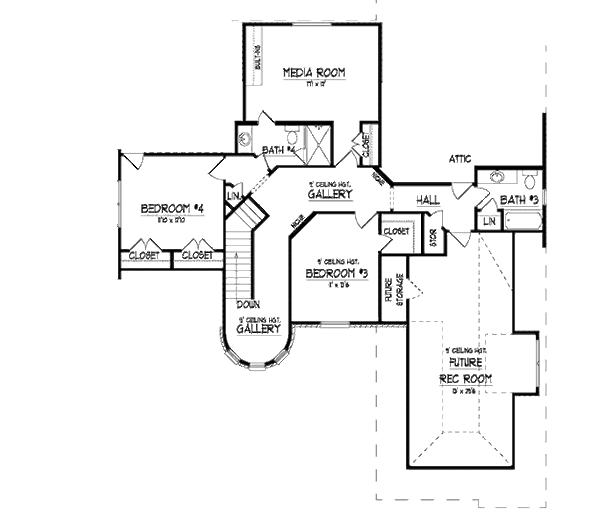 European Floor Plan - Upper Floor Plan #424-229