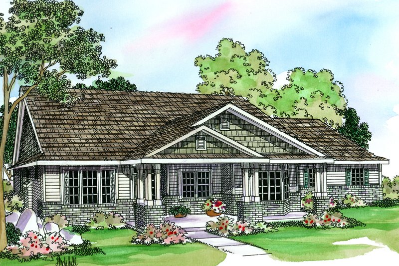 Architectural House Design - Craftsman Exterior - Front Elevation Plan #124-387