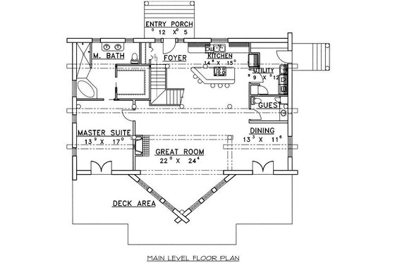 Floor Plan - Main Floor for Log House Plan #117-507 - 3 bed, 2.5 bath