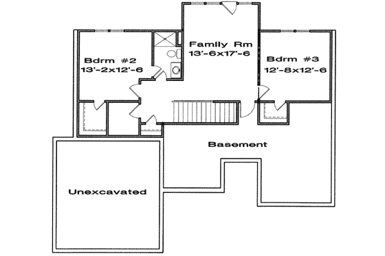 Floor Plan - Lower Floor for Ranch House Plan #6-167 - 3 bed, 2.5 bath