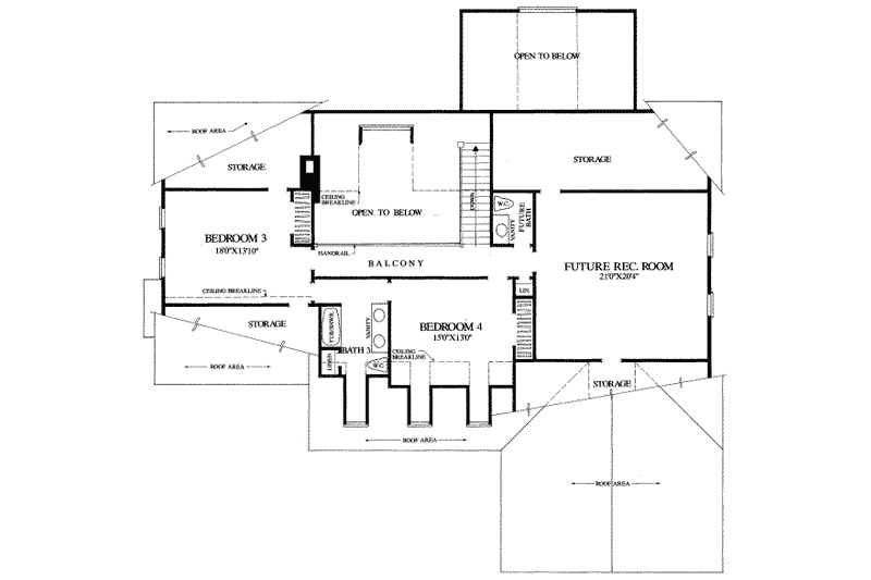 House Design - Floor Plan - Upper Floor for Traditional House Plan #137-213 - 4 bed, 3 bath