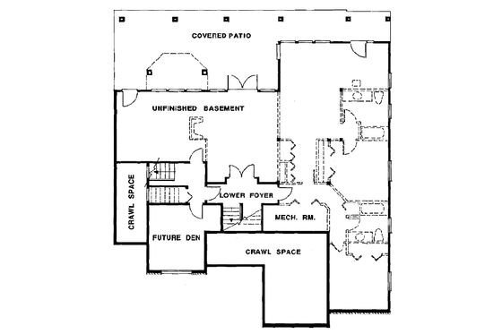 Floor Plan - Lower Floor for Mediterranean House Plan #47-318 - 3 bed, 2.5 bath