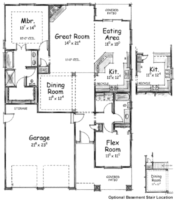 Architectural House Design - Traditional Floor Plan - Main Floor Plan #20-1615