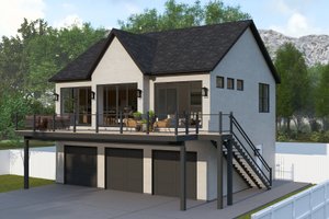 Exterior - Front Elevation 3 for European House Plan #1060-325 - 2 bed, 1.5 bath