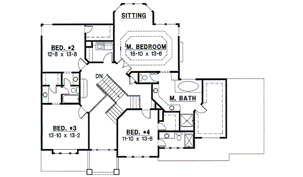 Traditional Floor Plan - Upper Floor Plan #67-569