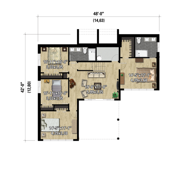 Modern Floor Plan - Lower Floor Plan #25-4969