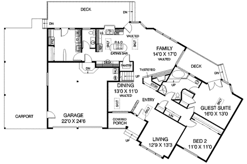 Home Plan - Floor Plan - Main Floor for Traditional House Plan #60-231 - 3 bed, 2 bath