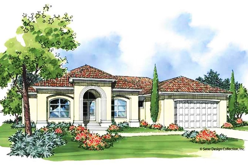 Dream House Plan - Exterior - Front Elevation 3 for Mediterranean House Plan #930-373 - 3 bed, 2 bath